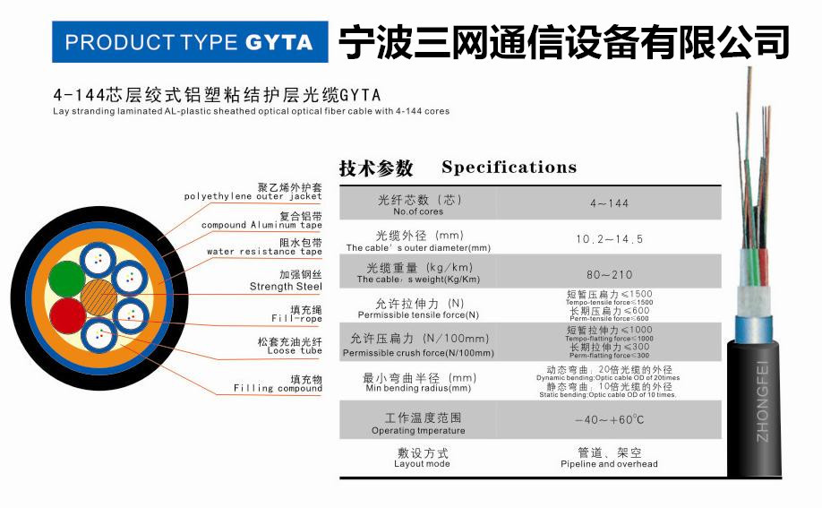 4-144芯GYTA层绞式铝塑粘结护层光缆01-1